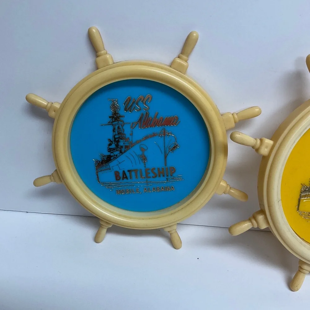 VINTAGE USS set of 6 Coasters Alabama Battleship Mobile, Alabama Colorful